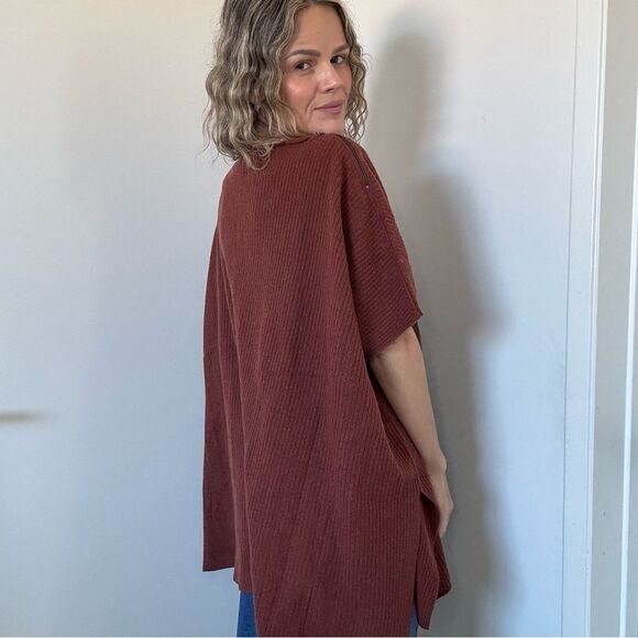 Vince Ribbed Cashmere Blend Poncho in Henna - Picture 14 of 15